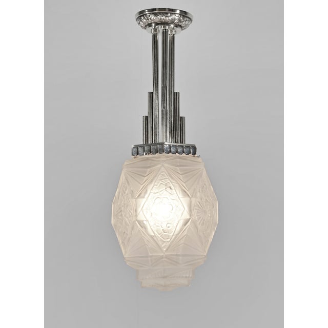 French Art Deco Pendant Light by Jean Gauthier Ejg 1930 France For Sale - Image 6 of 12