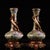Chinoiserie Pair of Vintage Chinese Famille Rose Porcelain Vases, Applied Gilded Dragon Sculpture & Gemstone Inlaid Filigree Base, Chinoiserie Matching Vase Set For Sale - Image 3 of 9