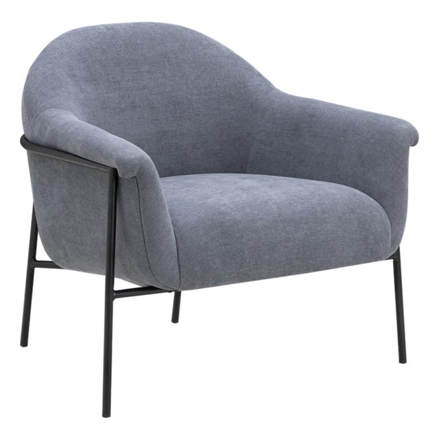 Lua Blue Chenille Accent Chair For Sale - Image 9 of 9