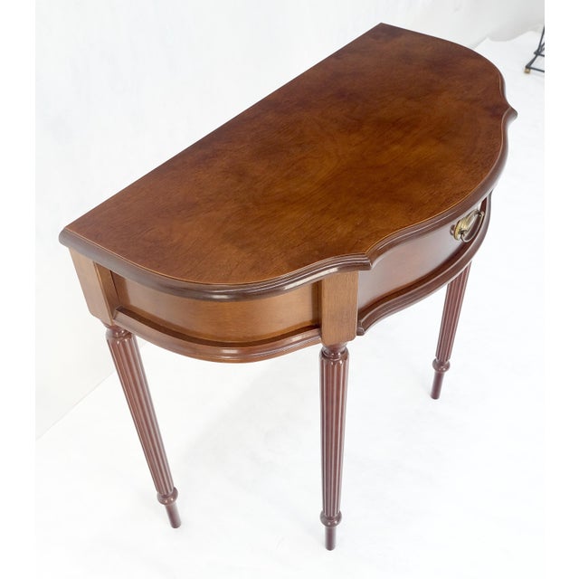 Demi Lune One Drawer Mahogany Console Entry Hall Table MINT For Sale - Image 12 of 12