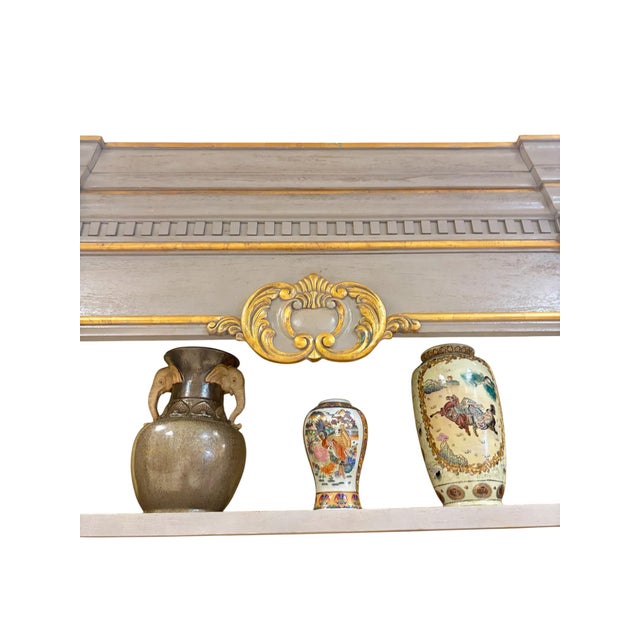 Mid 19th Century Monumental Painted Bookshelf With Gilt Accents For Sale - Image 9 of 10