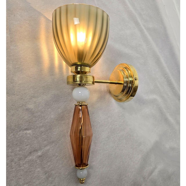 1980s 1980s Olive Green, Terracotta Murano Sconces - a Pair For Sale - Image 5 of 10