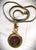 Antique Carved Carnelian Gold Round Pendant Necklace, Initial "F", Snake Chain, Toggle For Sale - Image 9 of 12
