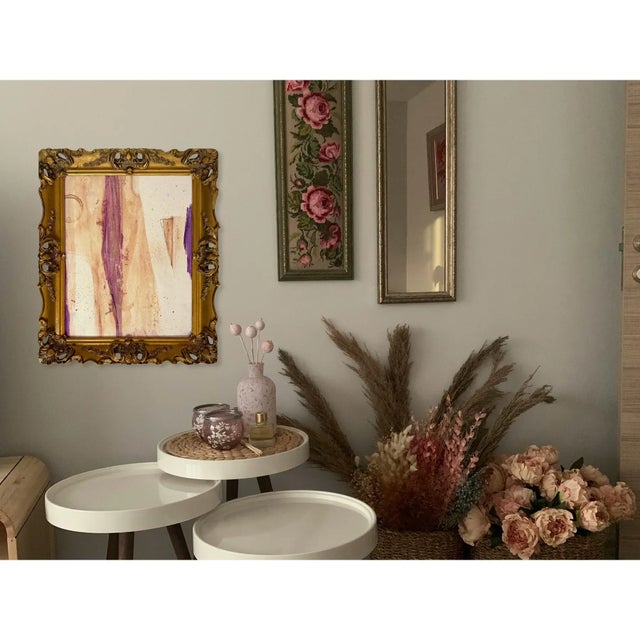 Paint "Lavender Latte" Abstract Painting in Antique Frame, Transitional Original Art by JTS For Sale - Image 7 of 7