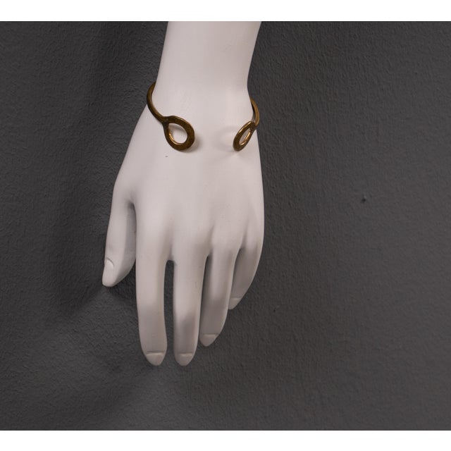Brass Cuff Bracelet with Circles, 1980s For Sale - Image 6 of 7