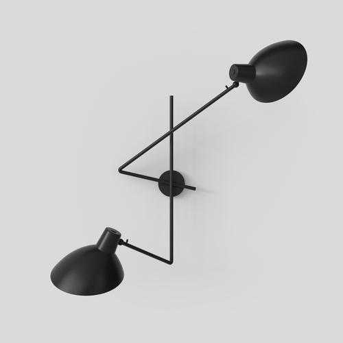 Black VV Cinquanta Twin Wall Lamp by Vittoriano Viganò for Astep For Sale - Image 3 of 10