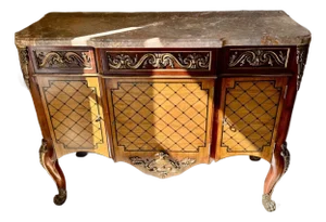 John Richards Marble Top Inlaid Claw Feet Cabinet
