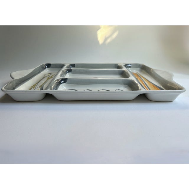 Ceramic Mid 20th Century Italian Modern Hand Painted Handled Art Pottery Tray For Sale - Image 7 of 18