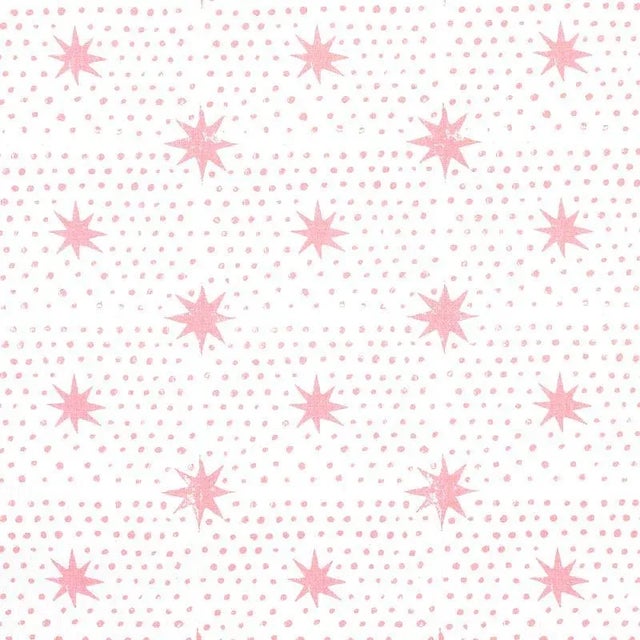 Sample - Schumacher X Molly Mahon Spot & Star Fabric in Pink For Sale