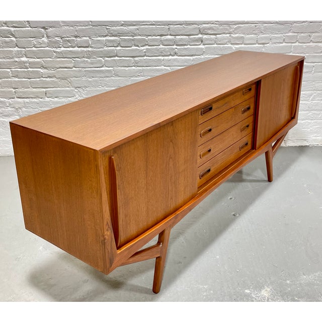 Jaw Dropping Mid Century Modern Styled Teak Credenza | Scandinavian Handmade Media Stand For Sale - Image 12 of 16
