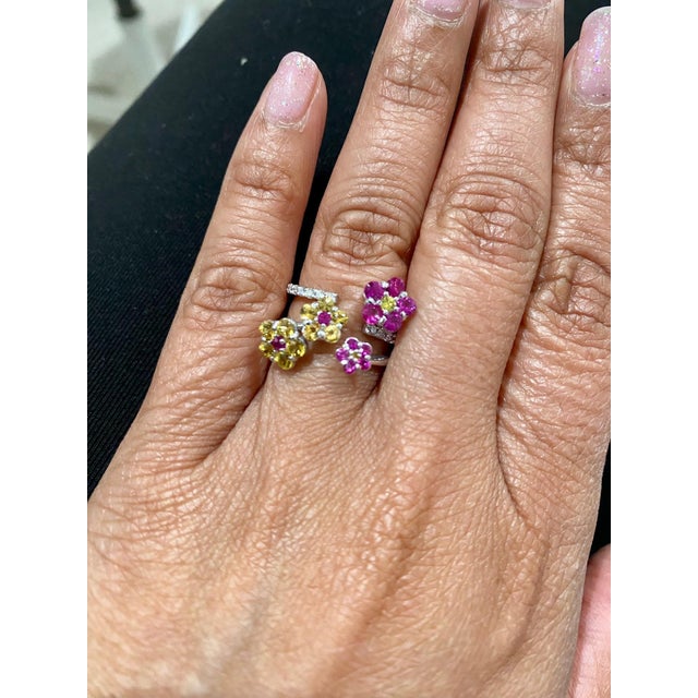 1.72 Carat Natural Sapphire Diamond White Gold Cocktail Ring A Uniquely designed Multi-Colored Sapphire and Diamond Ring...