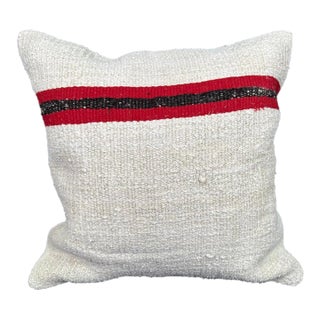 Turkish Hemp Pillow Cushion Natural Beige Red Pillow Cushion Cover 20"x20" For Sale