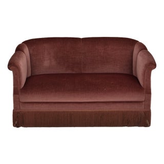 Danish 2-Seater Sofa in Pink Velour, 1960s For Sale