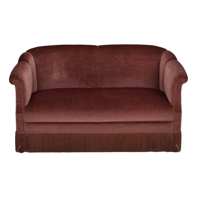 Danish 2-Seater Sofa in Pink Velour, 1960s For Sale