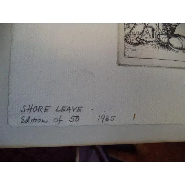 Original Vintage Ltd. Ed. (Also 1st Edition) Pencil Signed, Numbered and Dated Paul Cadmus. Etching "Shore Leave" For Sale - Image 4 of 10