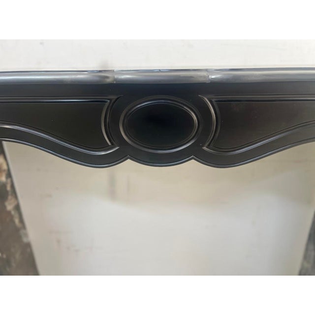 Stone Louis XV Style Pompadour Fireplace with Speckled Black Marble For Sale - Image 7 of 15