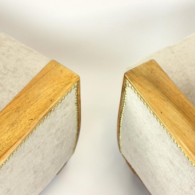 Vintage Art Deco Chairs in Walnut and Fabric, 1930s, Set of 2 For Sale - Image 16 of 18