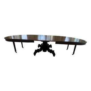 Circa 1860 French Louis XIII Hunting Style Carved Oak Extension Dining Table For Sale