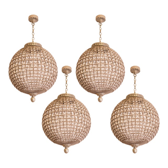 Set of 4 French Sphere Chandelier Emperor Style, 1970s For Sale
