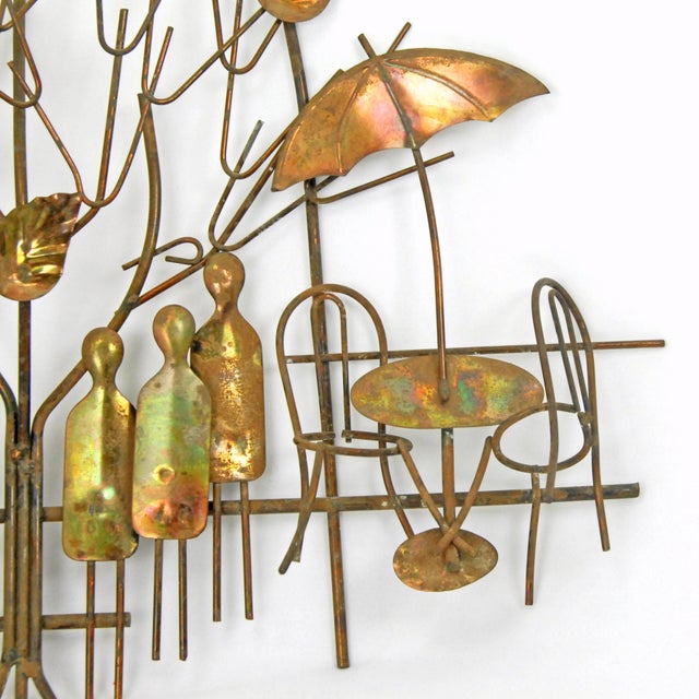 Enesco, Apparence Vintage Mid Century Enesco 3d Metal Wall Art Outdoor Cafe 1974 For Sale - Image 4 of 6