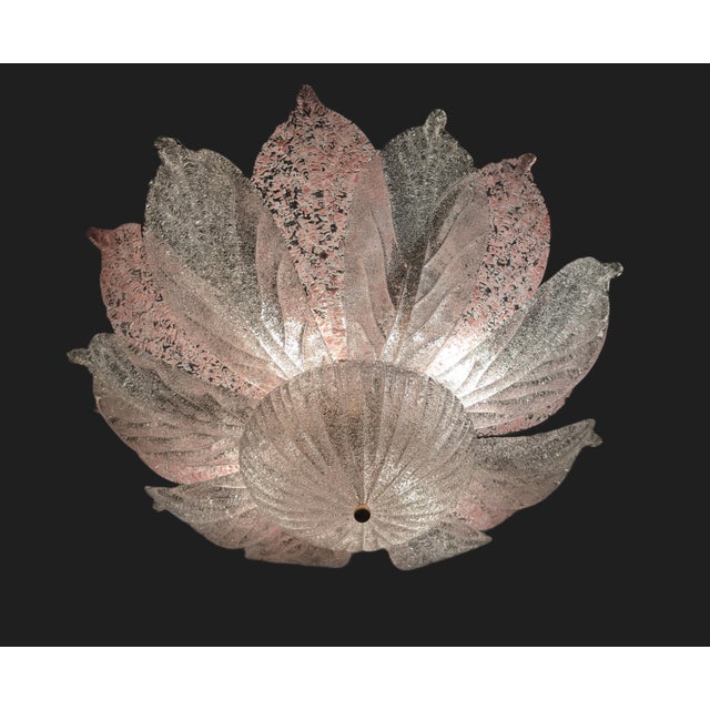 Pink Large Pink and White Murano Glass Ceiling Lamp, 1970s For Sale - Image 8 of 9