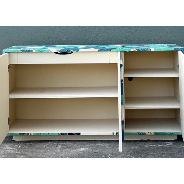 Jade Vintage Boho Hand Painted Palm Frond Credenza For Sale - Image 8 of 14