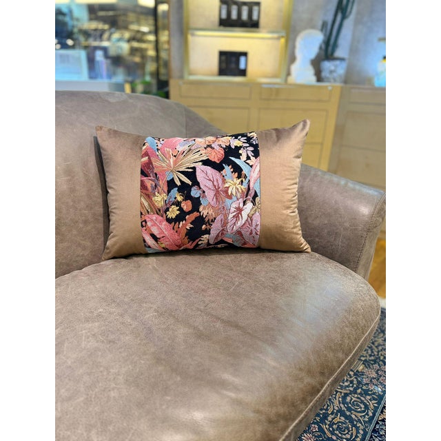 Brown Tropical Mocha Velvet Cushion Cover For Sale - Image 8 of 16