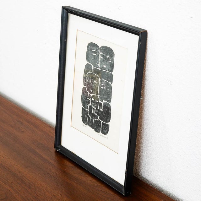 Abstract Mid Century Modern Abstract Figures Block Print George Constant Signed 11/50 For Sale - Image 3 of 8