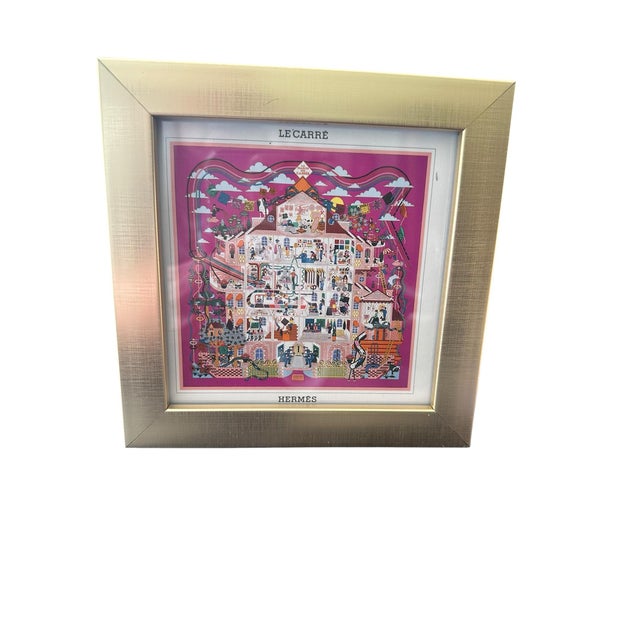 Abstract 1990s Vintage Framed Authentic Original Hermès Art Advertisement Lithograph Featuring Hermès Design For Sale - Image 3 of 4
