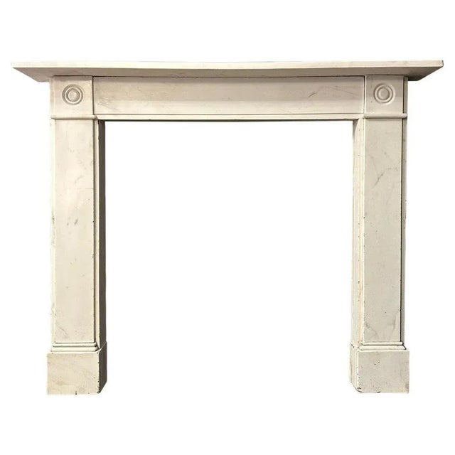 Black English Regency Statuary White Marble Fireplace Mantel, 1800s For Sale - Image 8 of 8