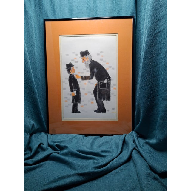 1990s Matched Pair Stuart Warshaw Signed Judaica Illustration Direct Artist Provenance For Sale - Image 4 of 14
