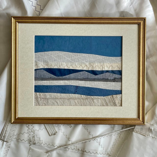 Textile Contemporary Semi-Abstract​ Mixed Media Nautical Sailcloth Landscapes​ - Set of 3 by JJ-Hogan For Sale - Image 7 of 13
