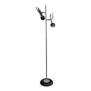 Vintage Keystone Chrome & Black 2 Spot Floor Lamp For Sale