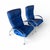 A striking pair of vintage Lafer “Billie” lounge chairs, produced in Brazil and upholstered in rich cobalt blue leather...