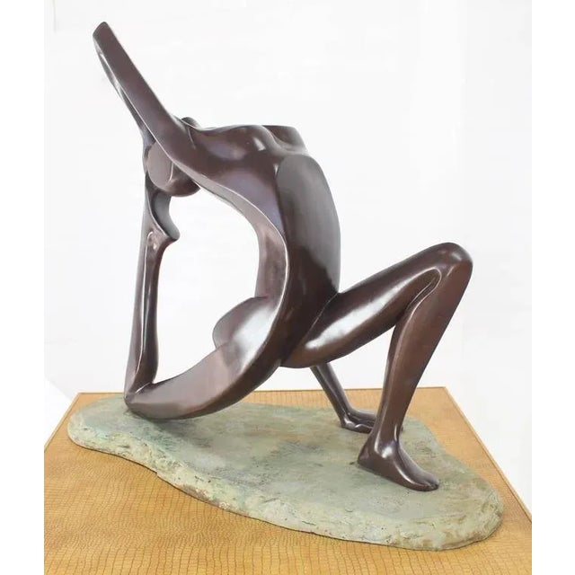 Vintage Mid Century Abstract Sculpture of Stretching Nude Gymnast For Sale - Image 6 of 8