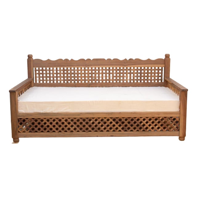 Artisanal 84" Reclaimed Teak Mousharabi Sofa For Sale