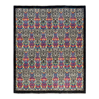 Suzani Collection Hand-Knotted Area Rug - Black Collection 7' 10" x 8' 5" For Sale