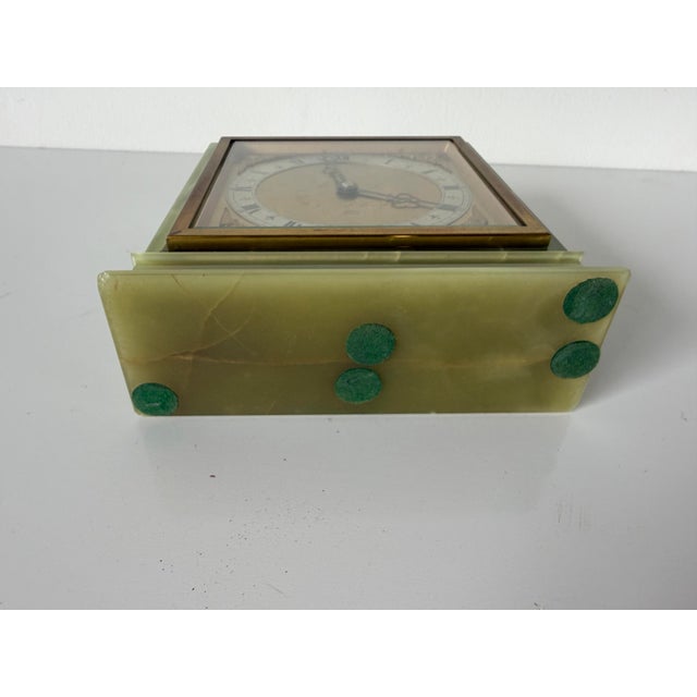 Vintage Elliott London Green Onyx 8-Day Mechanical Mantel Clock – Made in England For Sale - Image 12 of 12