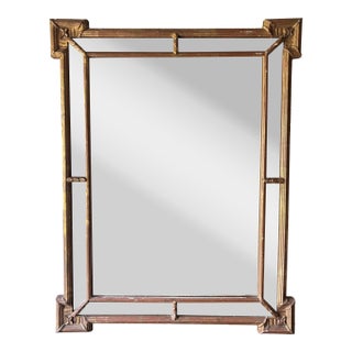 Vintage Hollywood Regency Giltwood Wall Mirror With Beveled Glass For Sale