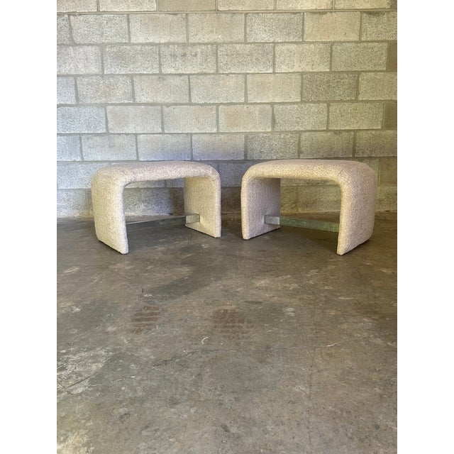 Mid-Century Modern 1980s Vintage Waterfall Ottomans by Thayer Coggin, Unmarked - A Pair For Sale - Image 3 of 12