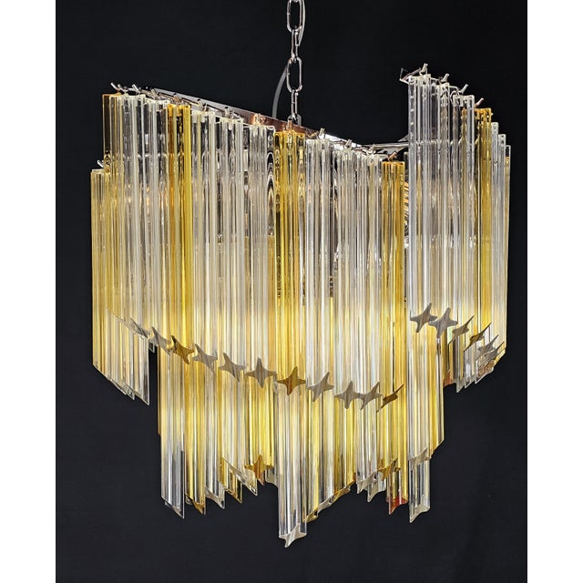 Silver Vintage Chandelier with Quadrihedral Murano Glass Prisms, 2004 For Sale - Image 8 of 12