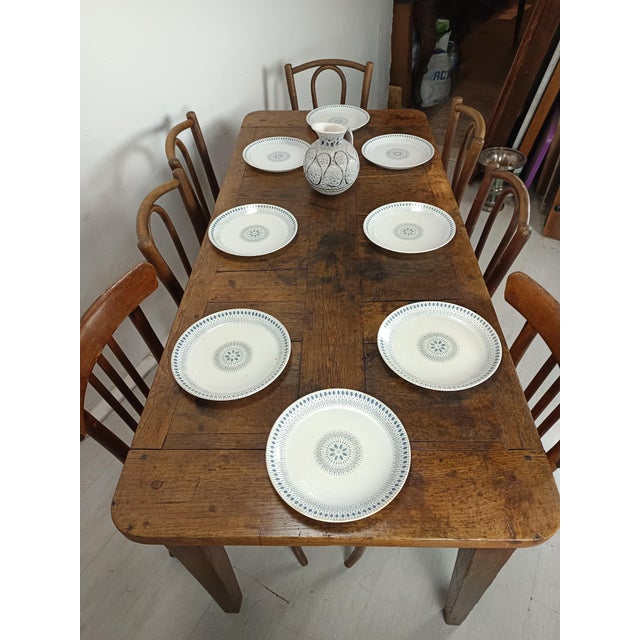 Tan Rustic Oak Farm Table, 1890s For Sale - Image 8 of 18