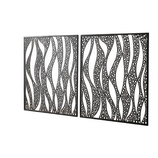 Neiman Marcus Set of Two Laser-Cut Wave & Circle Metal Large Wall Panels For Sale