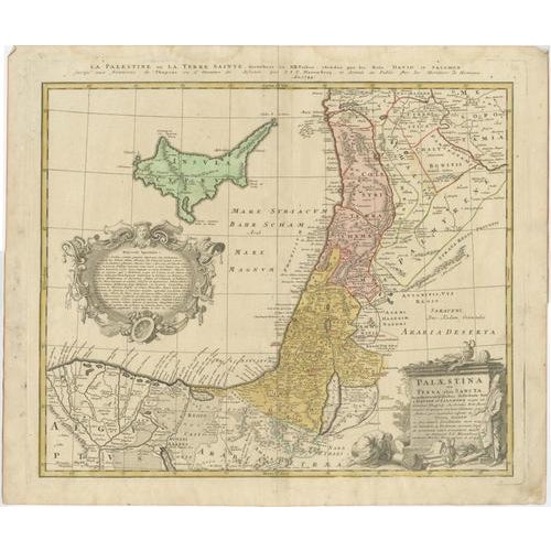 Hand-Colored Holy Land Map of Palestine from Homann Heirs, 1744 For Sale - Image 3 of 11