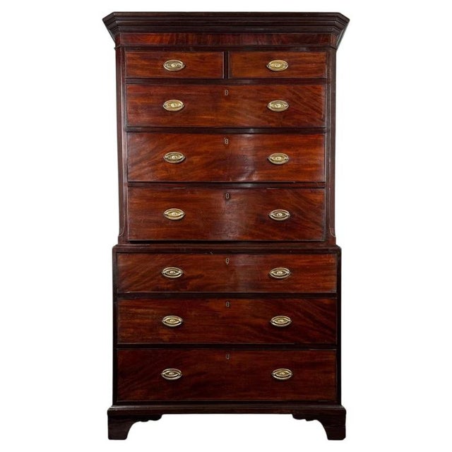 18th Century Mahogany Chest on Chest with Brass Handles For Sale - Image 11 of 11