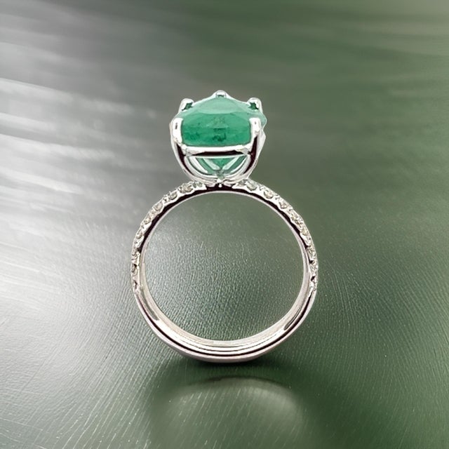 Natural Emerald Diamond Ring 6.5 14k WG 4.62 TCW Certified For Sale - Image 13 of 18
