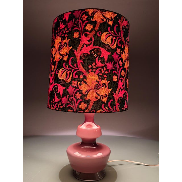 Mid-Century Belgian Purple Opaline Glass Table Lamp with Floral Shade from Glasfabriek De Rupel, Belgium, 1960s For Sale - Image 9 of 16