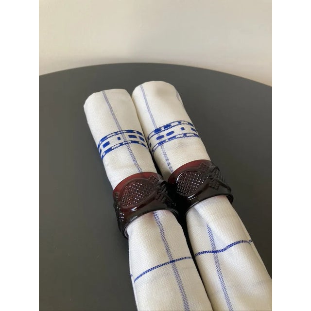 Regency Ruby Red Art Glass Napkin Rings- Set of 4 For Sale - Image 12 of 12