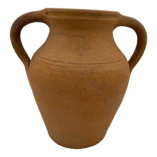 1950s Dual Handled Incised Terracotta Jar For Sale