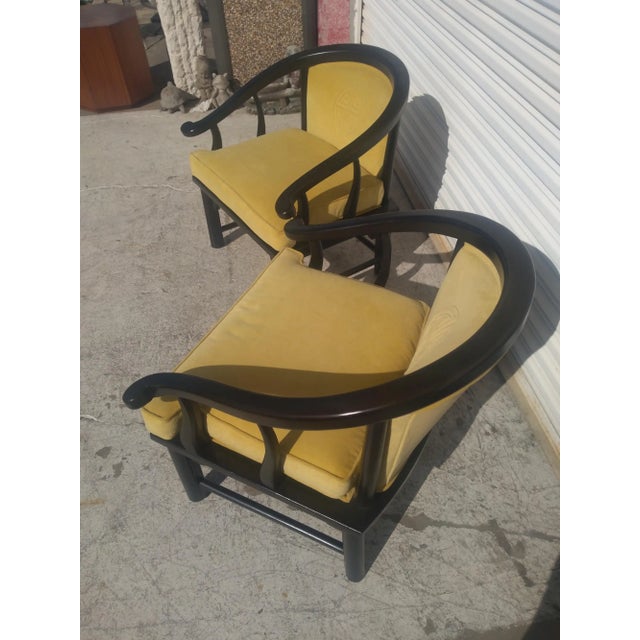 Pair of Vintage Ming Style Century Furniture Chin Hua Horseshoe Lounge Chairs For Sale In Houston - Image 6 of 8